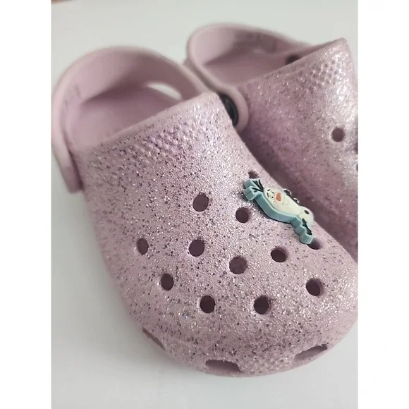 Crocs Classic Clog Kids Size C8 Pink‎ Sparkle Casual Outdoor Shoes - Picture 2 of 6